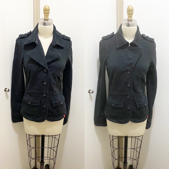 Beautifully Tailored EDC Convertible Blazer Jacket with Epaulettes Navy S - Picture 1 of 13
